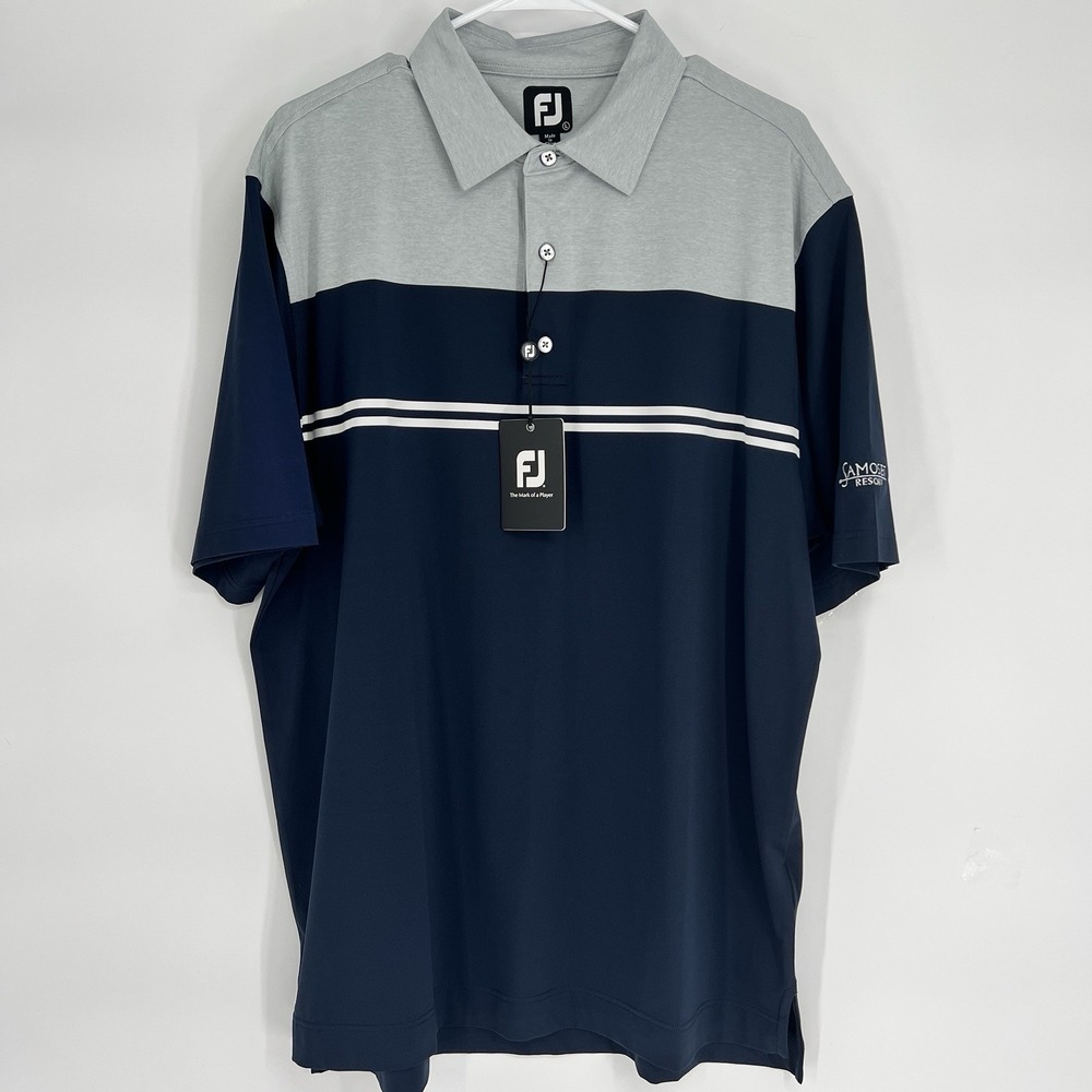 New! FootJoy Polo Mens Sz L Color Block Lisle Performance Stretch Golf